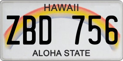 HI license plate ZBD756