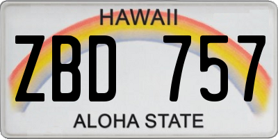HI license plate ZBD757