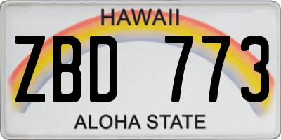 HI license plate ZBD773