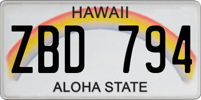 HI license plate ZBD794