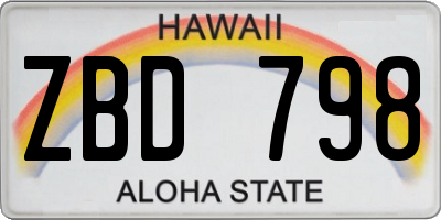 HI license plate ZBD798