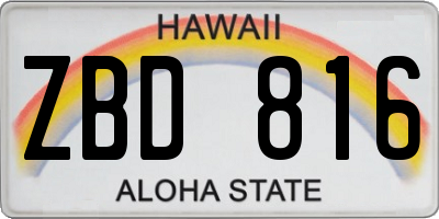 HI license plate ZBD816