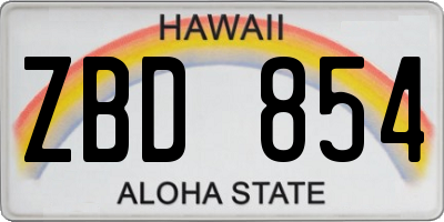 HI license plate ZBD854