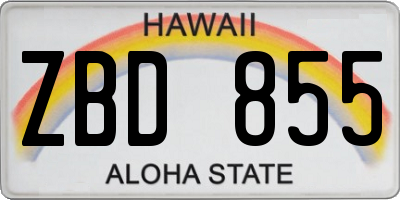 HI license plate ZBD855
