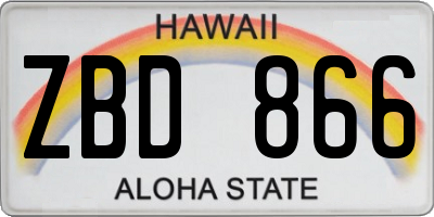 HI license plate ZBD866