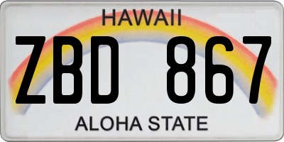 HI license plate ZBD867