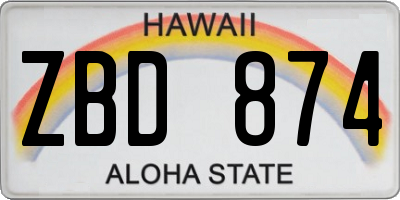 HI license plate ZBD874