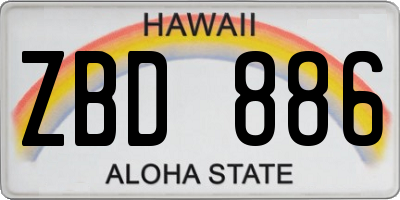 HI license plate ZBD886