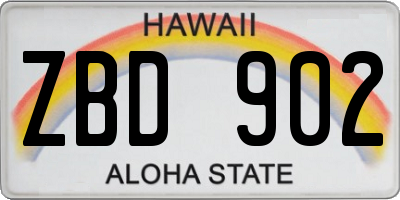HI license plate ZBD902