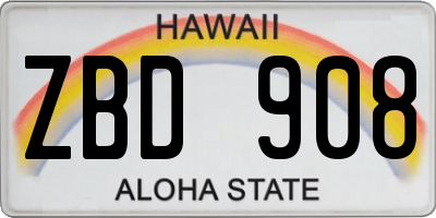 HI license plate ZBD908