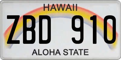 HI license plate ZBD910