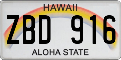 HI license plate ZBD916