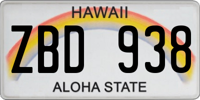 HI license plate ZBD938
