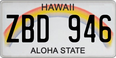 HI license plate ZBD946