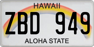 HI license plate ZBD949