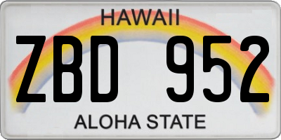 HI license plate ZBD952