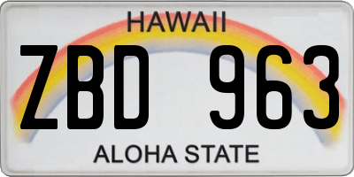 HI license plate ZBD963