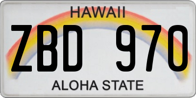 HI license plate ZBD970