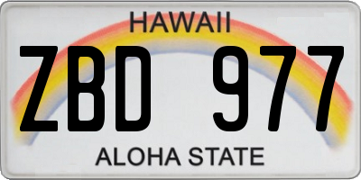 HI license plate ZBD977