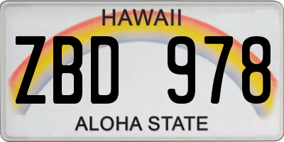 HI license plate ZBD978
