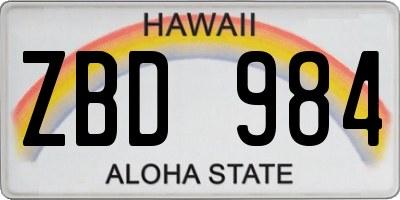 HI license plate ZBD984