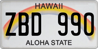 HI license plate ZBD990