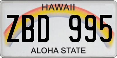 HI license plate ZBD995