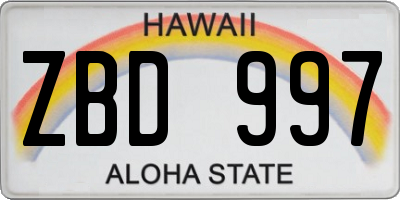HI license plate ZBD997