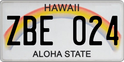 HI license plate ZBE024