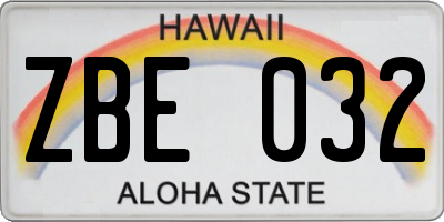 HI license plate ZBE032
