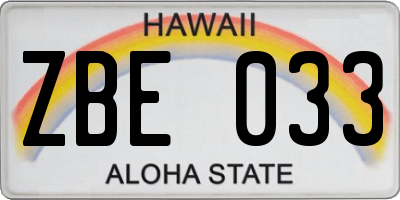 HI license plate ZBE033