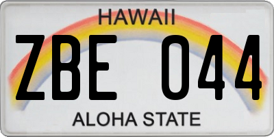 HI license plate ZBE044