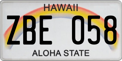 HI license plate ZBE058