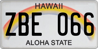 HI license plate ZBE066