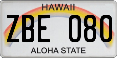 HI license plate ZBE080