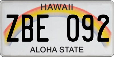 HI license plate ZBE092