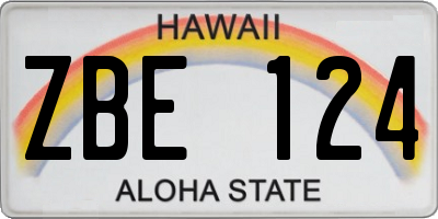 HI license plate ZBE124