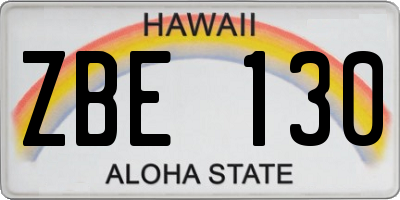 HI license plate ZBE130
