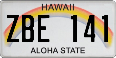 HI license plate ZBE141