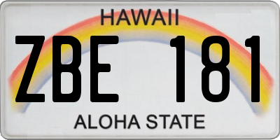 HI license plate ZBE181