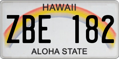 HI license plate ZBE182