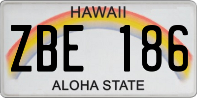 HI license plate ZBE186