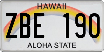 HI license plate ZBE190