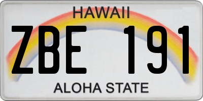 HI license plate ZBE191