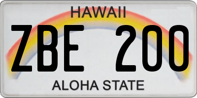 HI license plate ZBE200