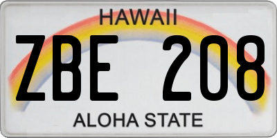HI license plate ZBE208