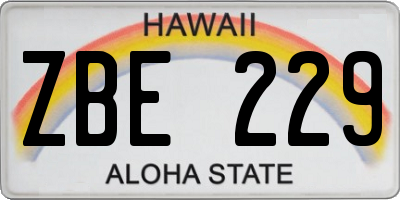 HI license plate ZBE229