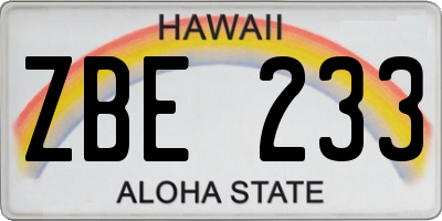 HI license plate ZBE233
