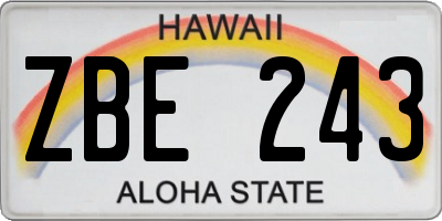 HI license plate ZBE243
