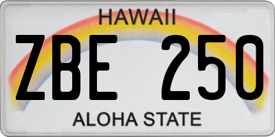 HI license plate ZBE250